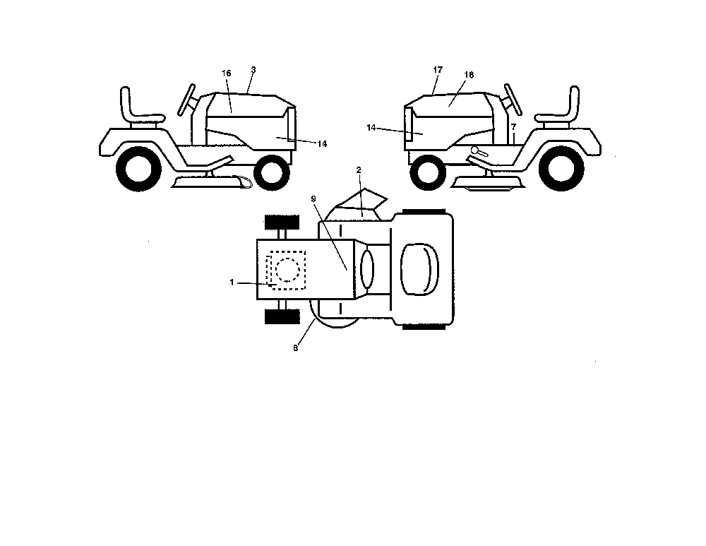 Decals Diagram and Parts List for YT42CS-502110  Husqvarna Lawn Tractor