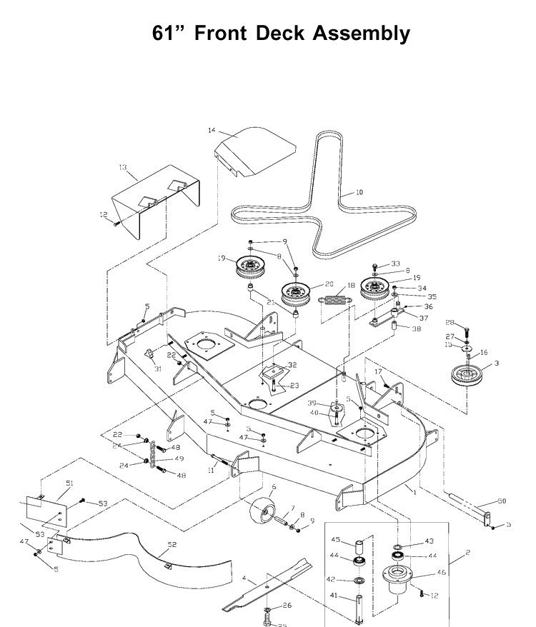 61 Inch/155cm Cutting Deck Diagram and Parts List for ZTH6123 (968999203)(2002-10) Husqvarna Lawn Mower