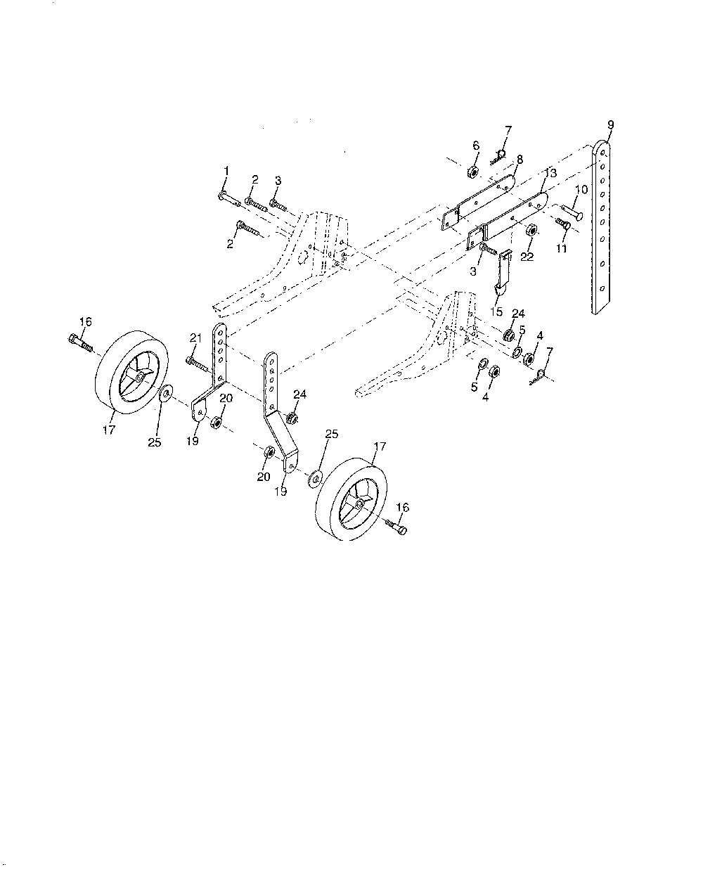 Wheel & depth stake Diagram and Parts List for 96083000605  Husqvarna Tiller