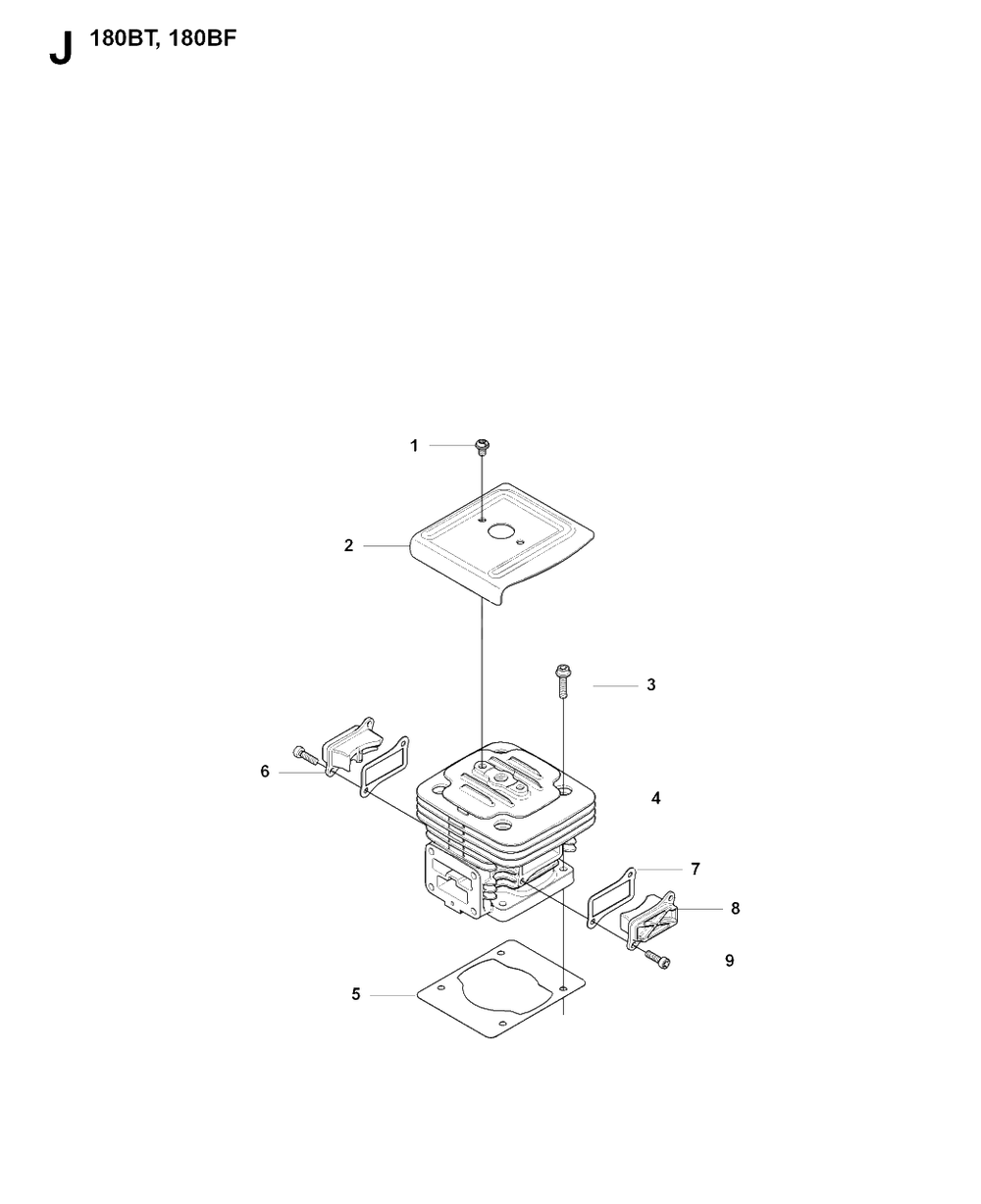 Cylinder Diagram and Parts List for 180BT 20084000001 & Above Husqvarna Leaf Blower / Vacuum