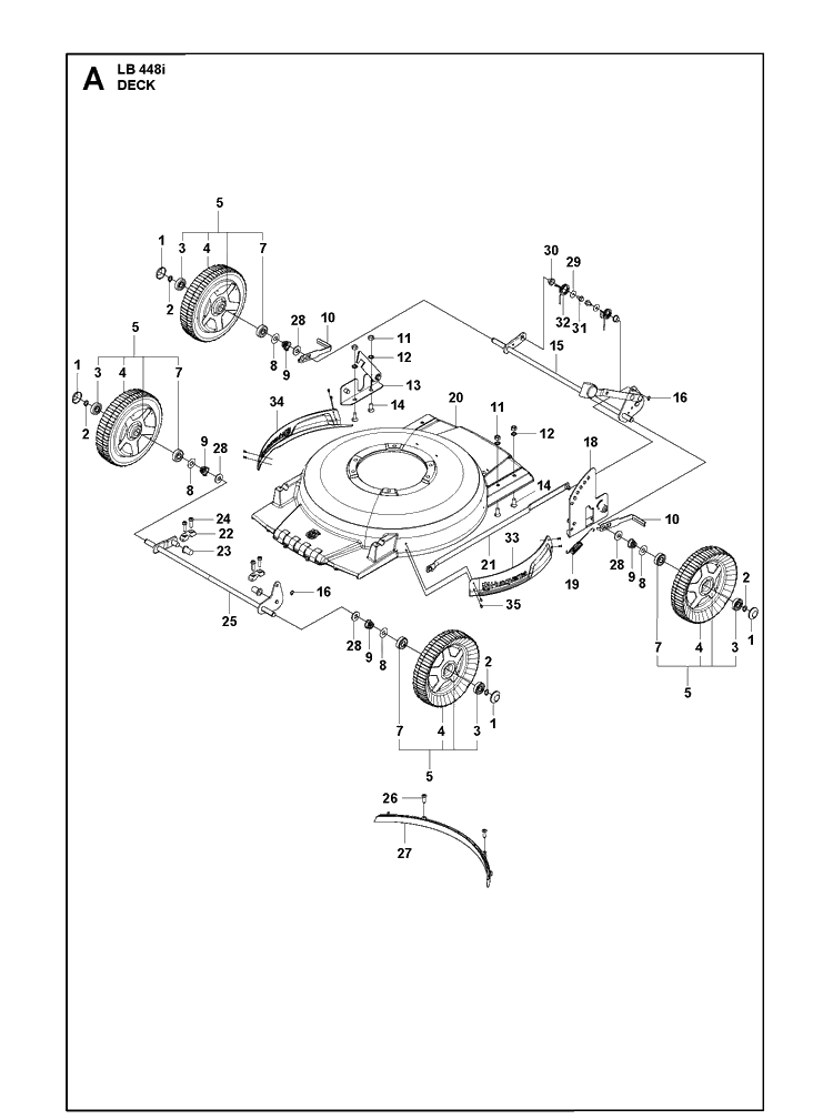 Mower Deck / Cutting Deck Diagram and Parts List for LB448I  Husqvarna Lawn Mower