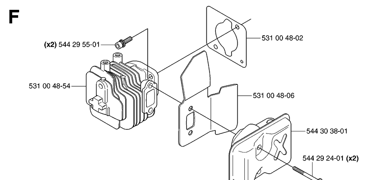 Muffler 2 Diagram and Parts List for 123HD60 20070500001-20070900000 Husqvarna Hedge Trimmer