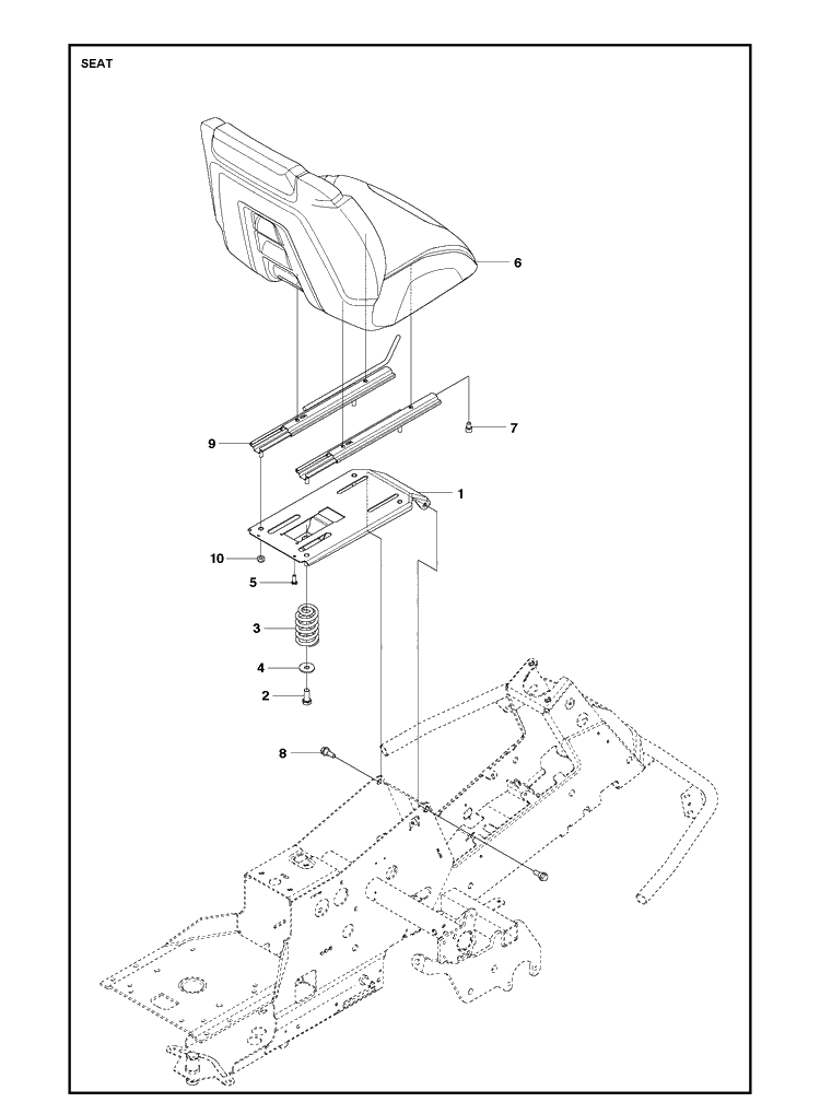 Seat Diagram and Parts List for R322T AWD Husqvarna Lawn Mower