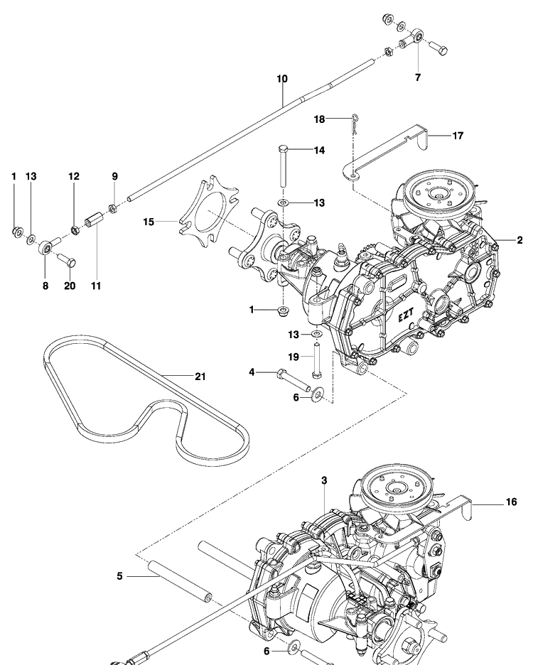 Hydraulic Pump / Motor Diagram and Parts List for RZ3016 (966042901)(2009-09) Husqvarna Lawn Mower