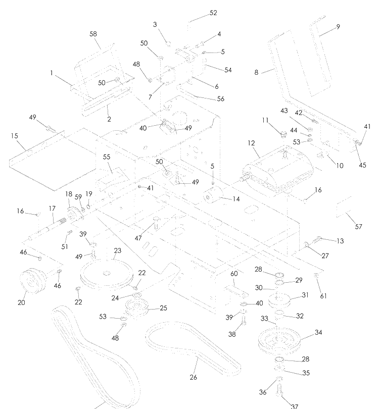 Chassis / Frame Diagram and Parts List for WG3213P (968999114)(2008-06) Husqvarna Lawn Mower