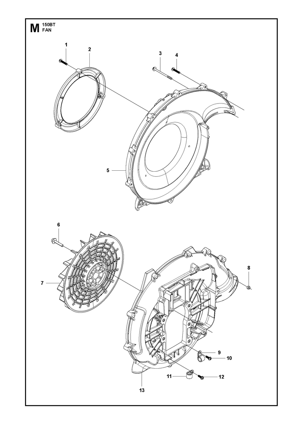 Fan Diagram and Parts List for 150BT2007-2021  Husqvarna Leaf Blower / Vacuum