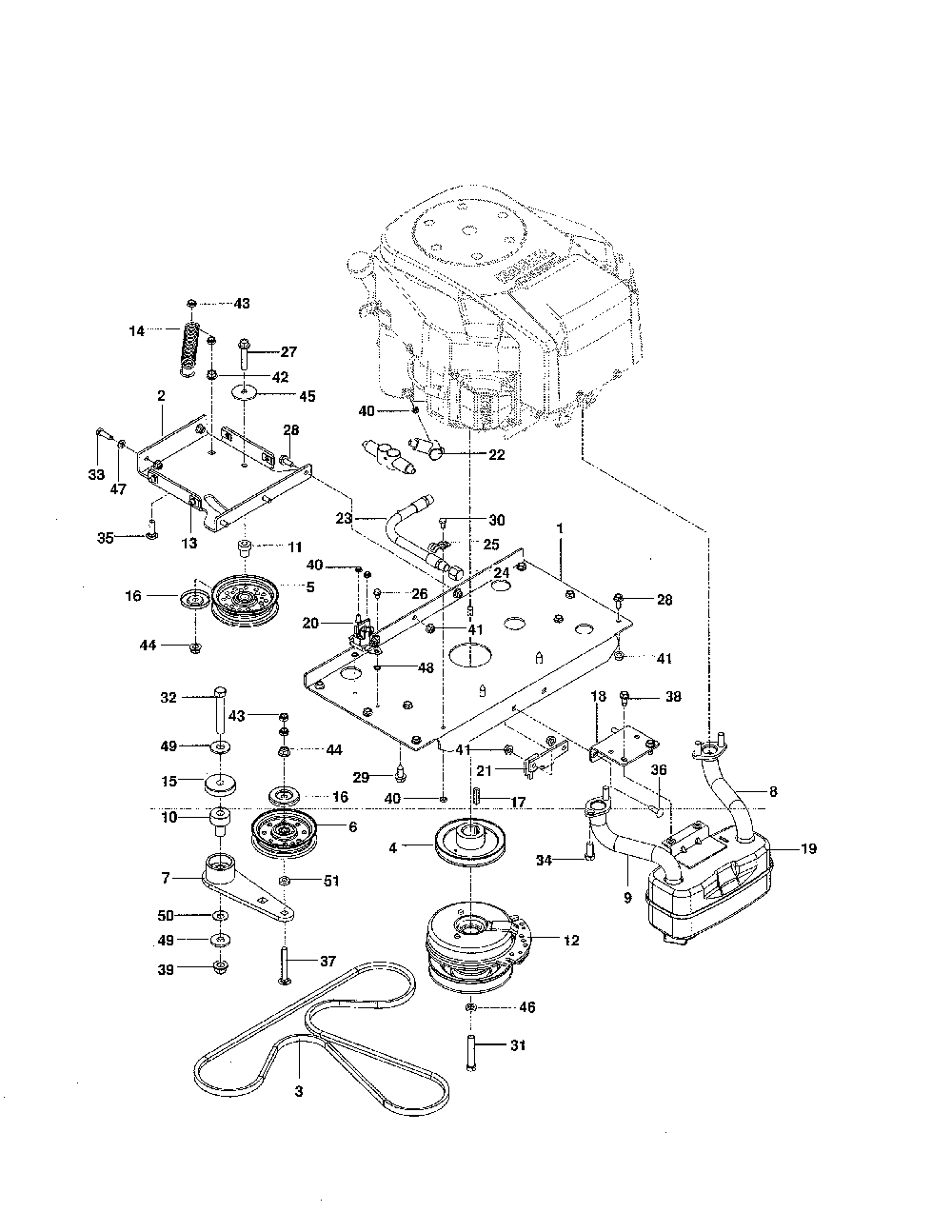 Engine plate Diagram and Parts List for MZ5425S 250212 Husqvarna Lawn Mower