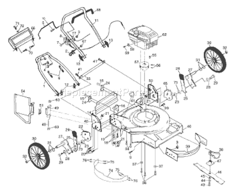 Page D Diagram and Parts List for 56DHS 56 DHS 954069101 - A 1994-01 Husqvarna Lawn Mower