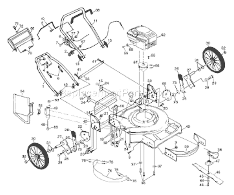 Page C Diagram and Parts List for 56DHS 56 DHS 954069101 - A 1995-04 Husqvarna Lawn Mower