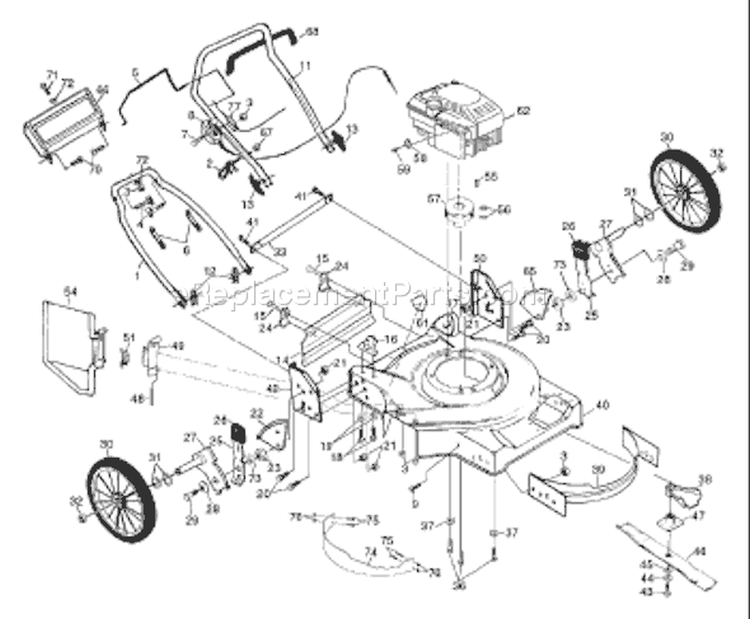 Page C Diagram and Parts List for 56DHS 56 DHS 954069101 - B 1995-08 Husqvarna Lawn Mower
