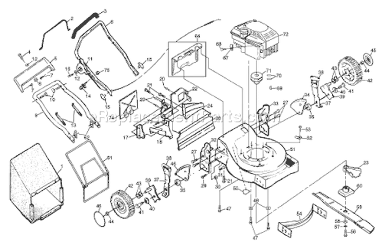 Page B Diagram and Parts List for 56SFE 56 SFE 954065401B -1995-01 Husqvarna Lawn Mower