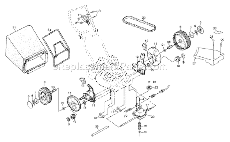 Page B Diagram and Parts List for 56SF 56 SF 954066101 - A 1994-01 Husqvarna Lawn Mower