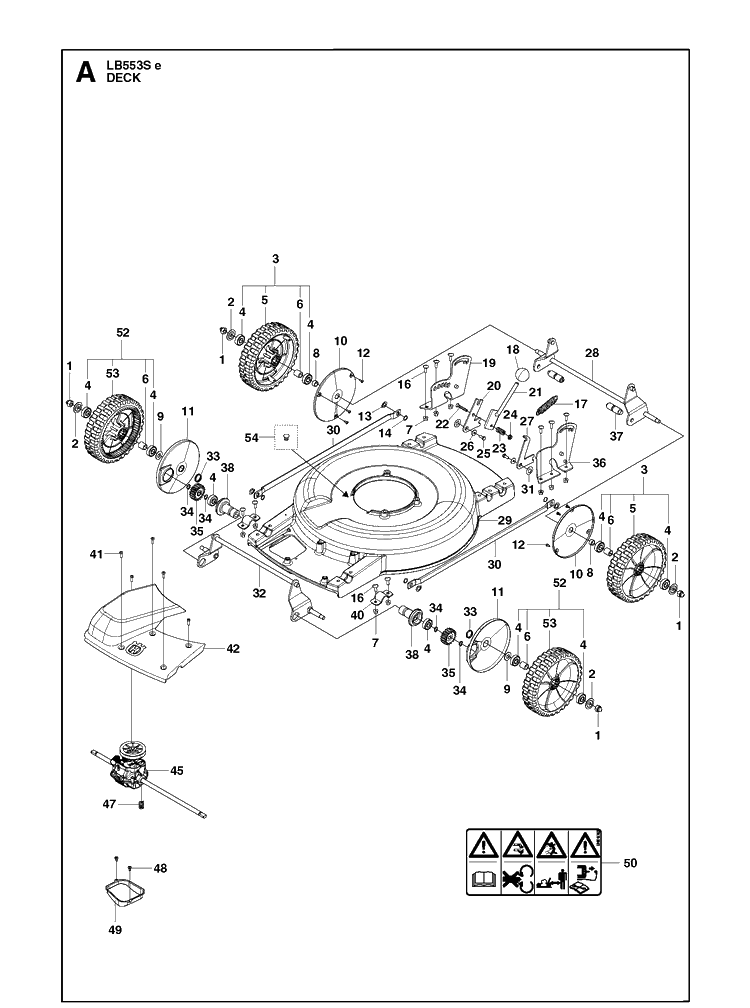 Mower Deck / Cutting Deck Diagram and Parts List for LB553SE (967862501)(2019-01) Husqvarna Lawn Mower