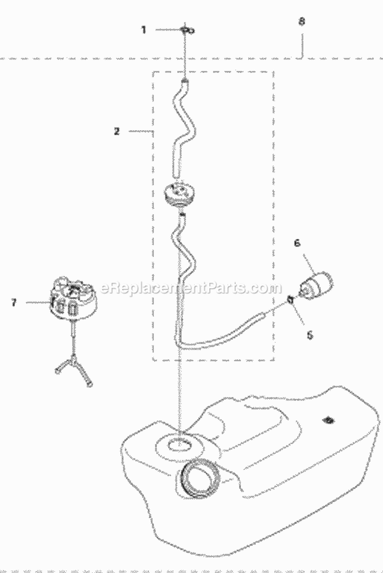 Fuel Tank Diagram and Parts List for 570BTS 2011-05 Husqvarna Leaf Blower / Vacuum