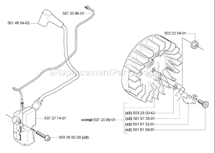 Page L Diagram and Parts List for 570EPA 570 EPA 2004-09 Husqvarna Chainsaw