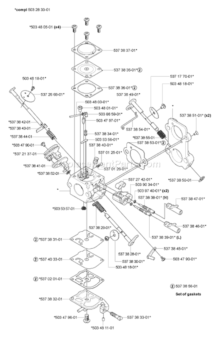 Page B Diagram and Parts List for 570EPA 570 EPA 2004-09 Husqvarna Chainsaw