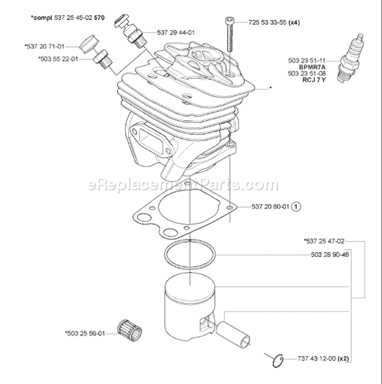 Page O Diagram and Parts List for 570EPA 570 EPA 2005-04 Husqvarna Chainsaw