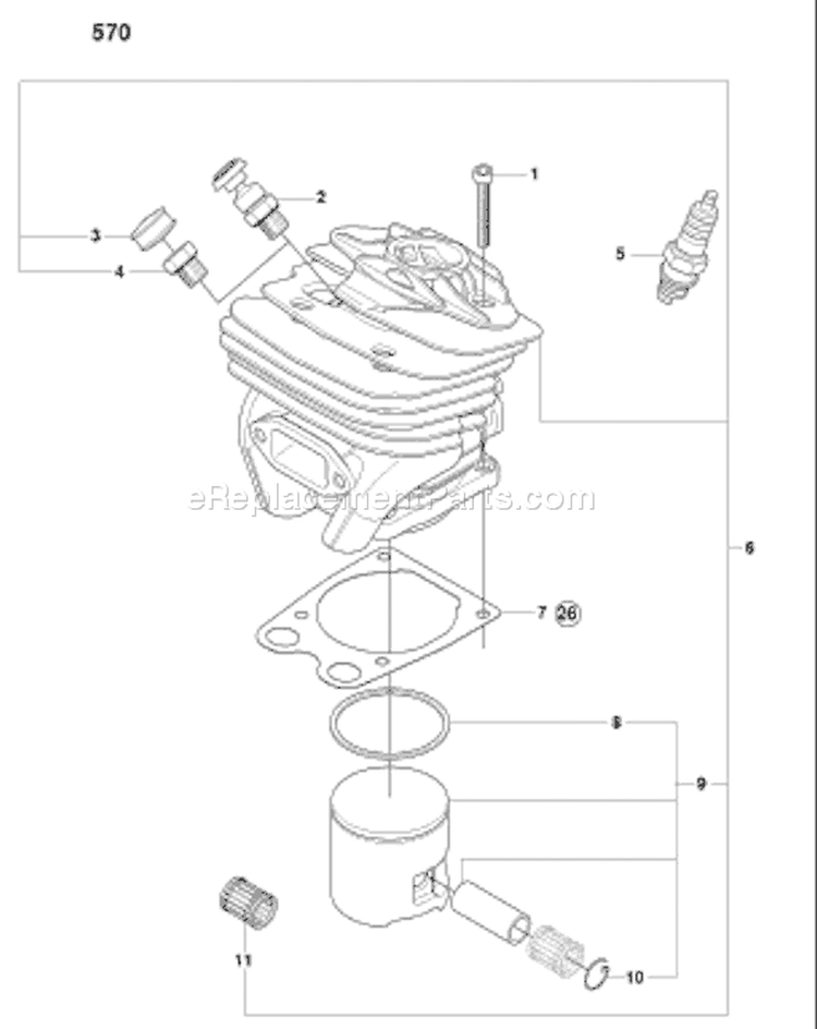 Page I Diagram and Parts List for 570EPA 570 EPA 2008-08 Husqvarna Chainsaw
