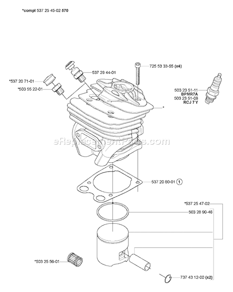 Page L Diagram and Parts List for 570 2007-01 Husqvarna Chainsaw