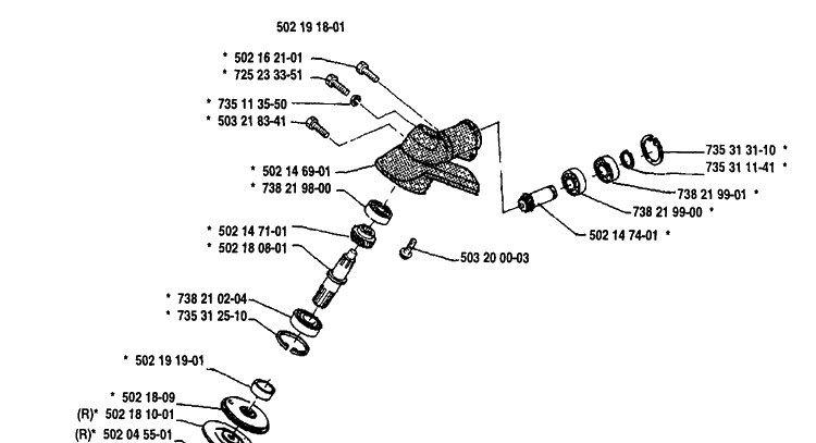 Gear Assembly Diagram and Parts List for 132RB 1991-11 Husqvarna Brush Cutter