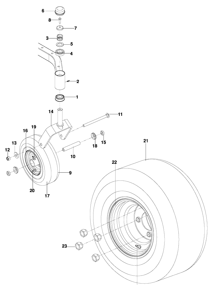 Wheels And Tires Diagram and Parts List for EZ4824 (965588401)(2009-09) Husqvarna Lawn Mower