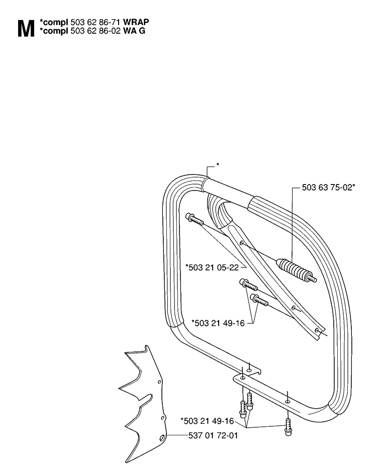 Handle Diagram and Parts List for 362XP 20070100001-Current Husqvarna Chainsaw