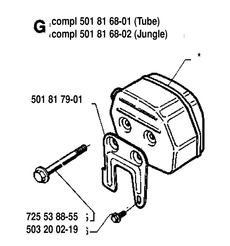 Muffler 2 Diagram and Parts List for 288 19933600001-19974900000 Husqvarna Chainsaw