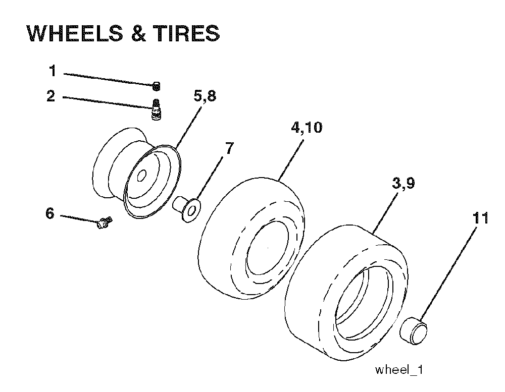 Wheels And Tires Diagram and Parts List for LTH1742TWIN (96041006700)(2008-01) Husqvarna Lawn Tractor