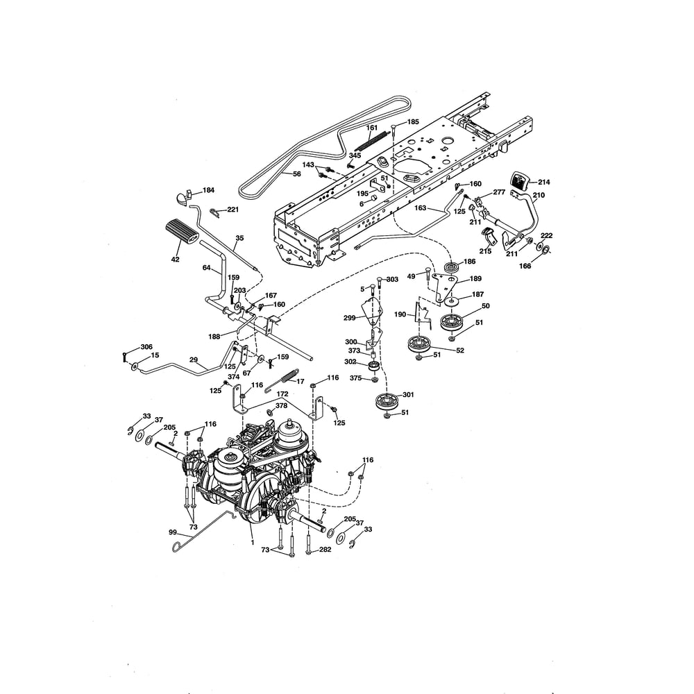 Drive Diagram and Parts List for 96045005500  Husqvarna Lawn Tractor