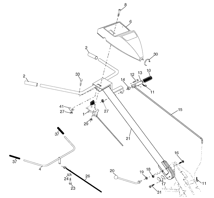 Handle Assembly Diagram and Parts List for 900DRT (96093001100)(2009-10) Husqvarna Tiller