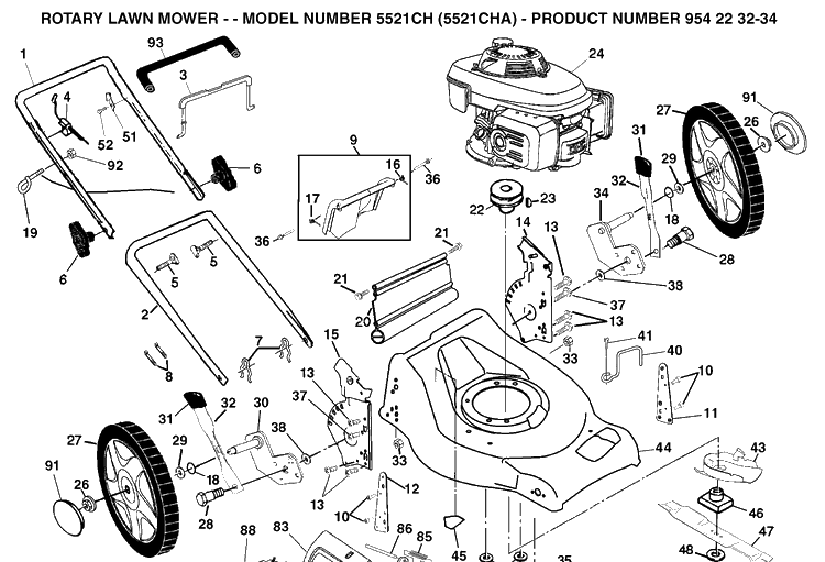 Repair Parts 4 Diagram and Parts List for 5521CH (954223234)(2003-06) Husqvarna Lawn Mower
