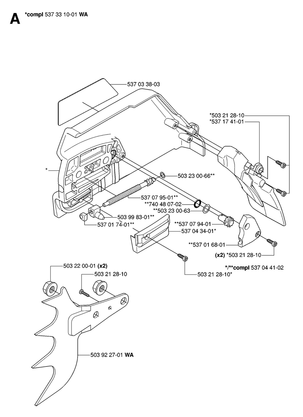 Clutch Cover Diagram and Parts List for 575XP-575XPG 575 XP W - 575 XPGW Husqvarna Chainsaw
