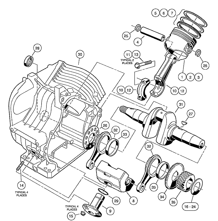 Fe290 Engine - Crankcase And Camshaft Diagram and Parts List for HUV4210GXP 2005-06 Husqvarna Lawn Tractor
