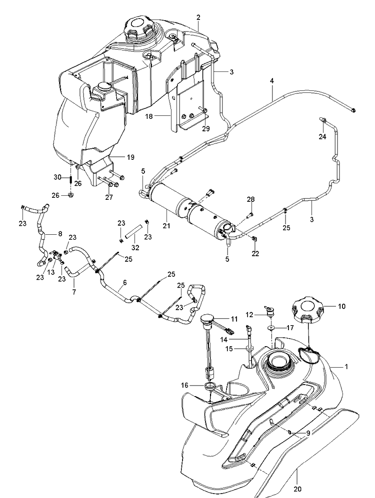 Fuel System Diagram and Parts List for Z548 (96792970100)(2018-08) Husqvarna Lawn Mower