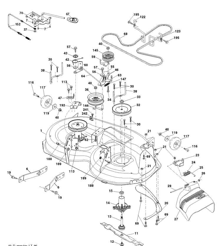 Mower Deck / Cutting Deck Diagram and Parts List for YTA19K42 (96048006800)(2013-09) Husqvarna Lawn Tractor