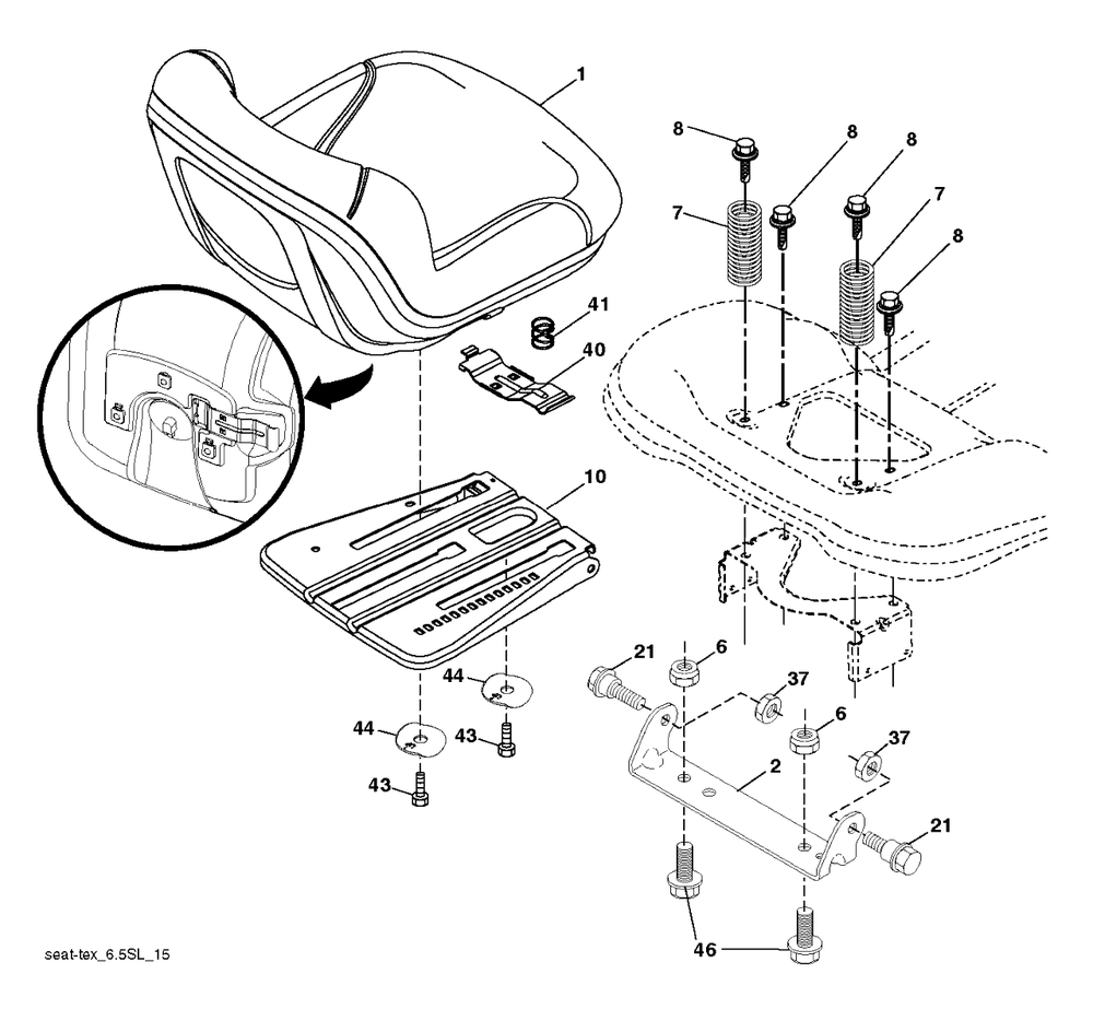 Seat Diagram and Parts List for YTH1842 (917243820)(2017-12) Husqvarna Lawn Tractor