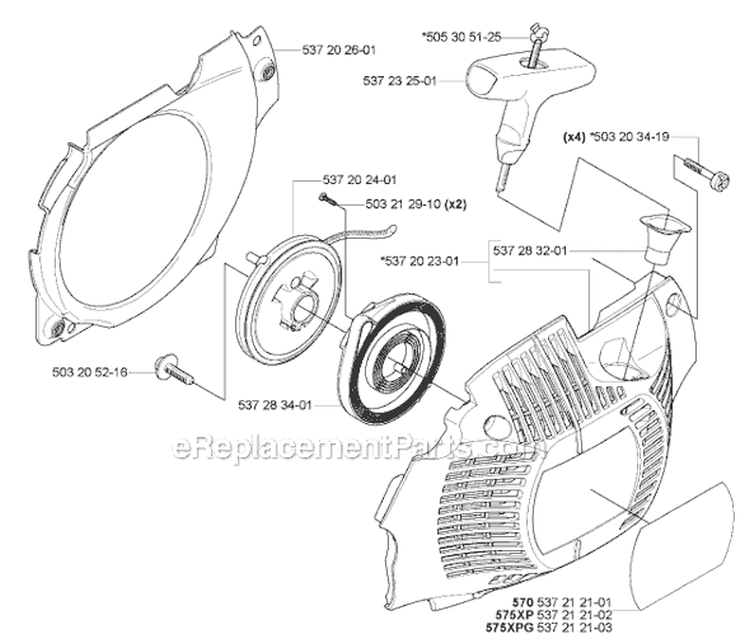 Page N Diagram and Parts List for 575XP 575 XP 2007-01 Husqvarna Chainsaw