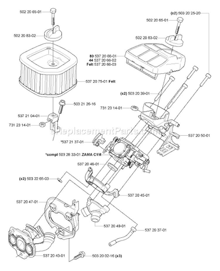 Page A Diagram and Parts List for 575 XP EPA 2004-09 Husqvarna Chainsaw