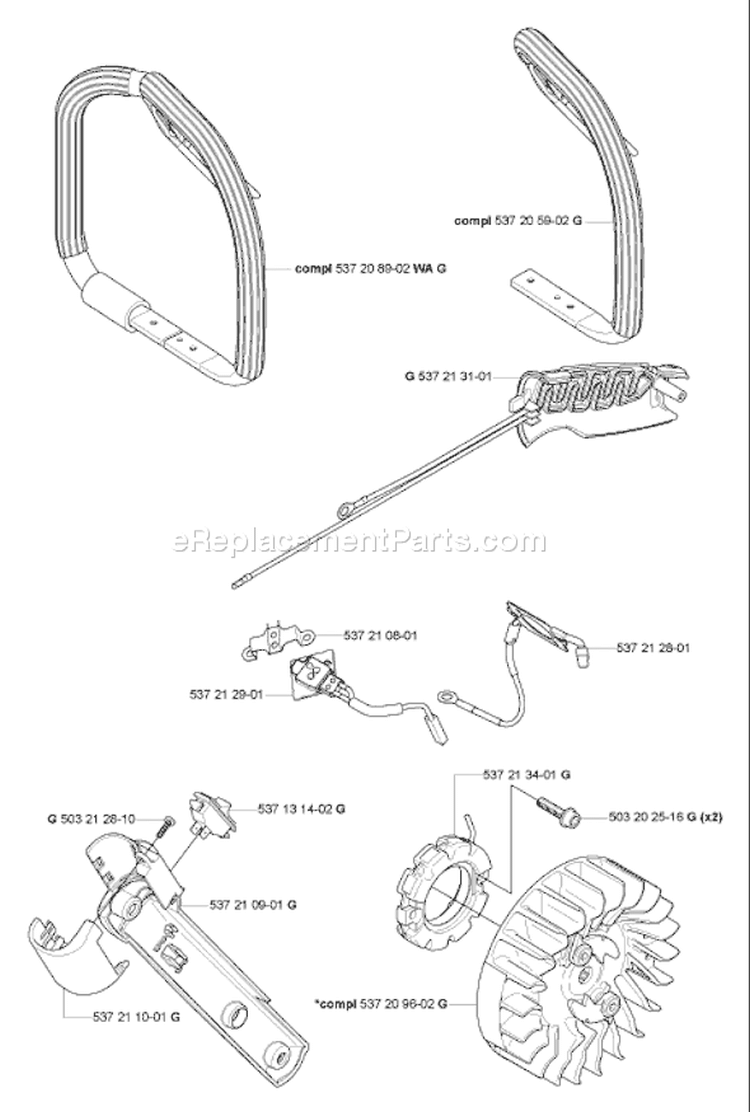 Page K Diagram and Parts List for 575 XP EPA 2004-09 Husqvarna Chainsaw