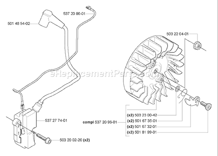Page L Diagram and Parts List for 575 XP EPA 2004-09 Husqvarna Chainsaw
