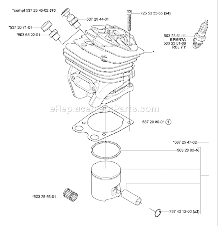 Page N Diagram and Parts List for 575 XP EPA 2004-09 Husqvarna Chainsaw