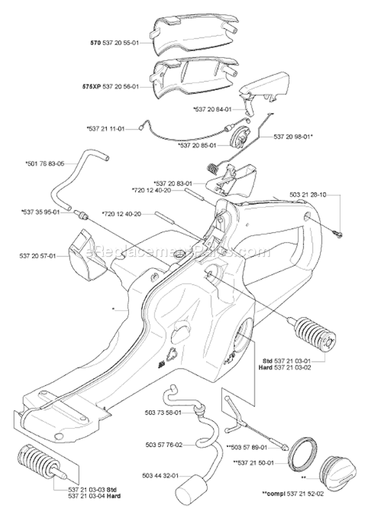 Page P Diagram and Parts List for 575 XP EPA 2004-09 Husqvarna Chainsaw