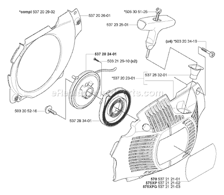 Page Q Diagram and Parts List for 575 XP EPA 2004-09 Husqvarna Chainsaw