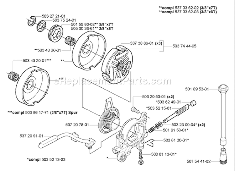 Page D Diagram and Parts List for 575 XP EPA 2004-09 Husqvarna Chainsaw