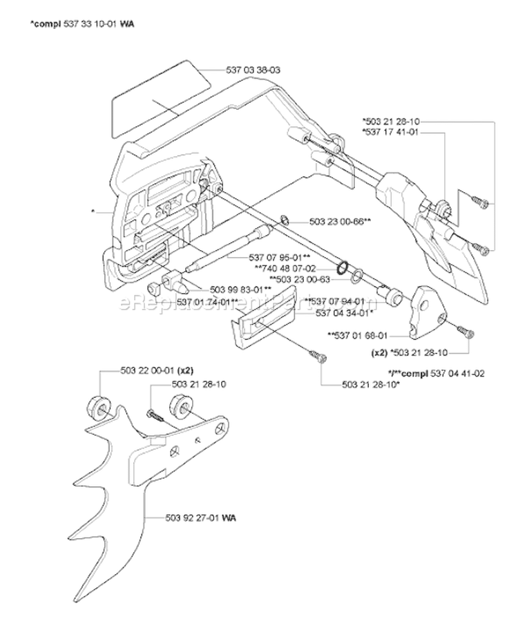 Page F Diagram and Parts List for 575 XP EPA 2004-09 Husqvarna Chainsaw