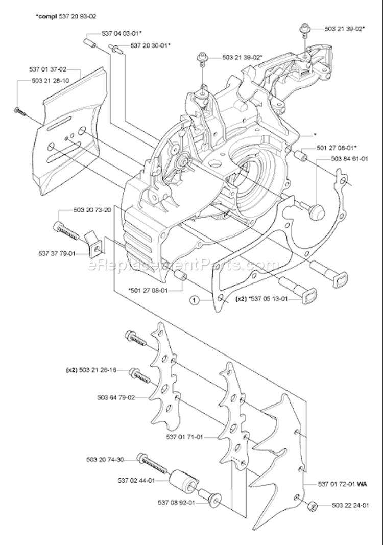 Page G Diagram and Parts List for 575 XP EPA 2004-09 Husqvarna Chainsaw