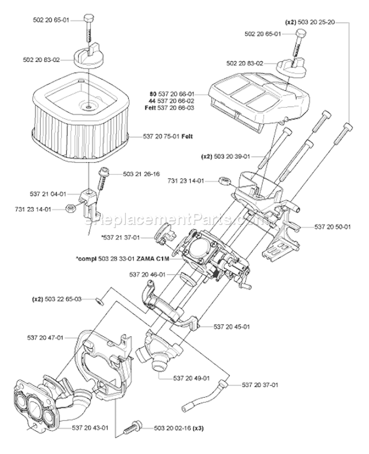 Page A Diagram and Parts List for 570EPA 570 EPA 2005-04 Husqvarna Chainsaw