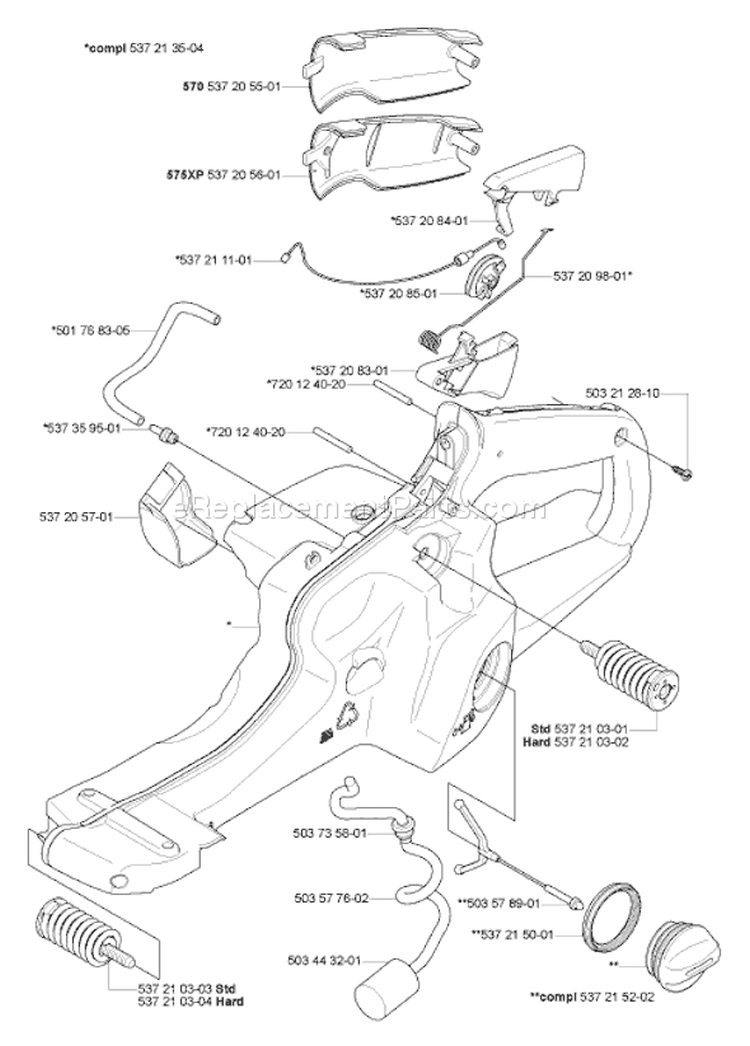 Page K Diagram and Parts List for 570EPA 570 EPA 2005-04 Husqvarna Chainsaw