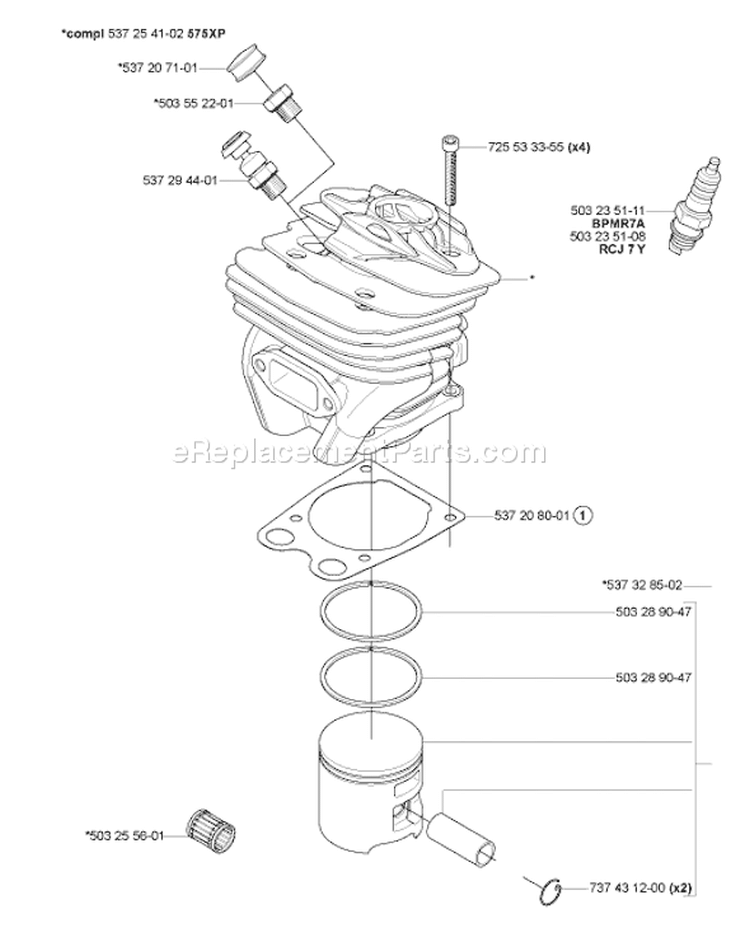Page O Diagram and Parts List for 575XP 575 XP 2005-04 Husqvarna Chainsaw