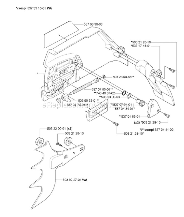 Page D Diagram and Parts List for 570EPA 570 EPA 2005-04 Husqvarna Chainsaw